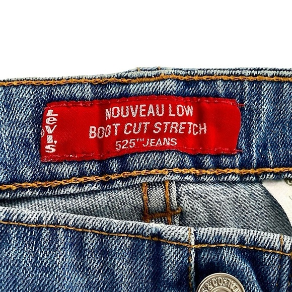 Levi’s 525 Nouveau Bootcut Stretch Blue Denim Jeans Medium Wash Size 12 M - Picture 10 of 16